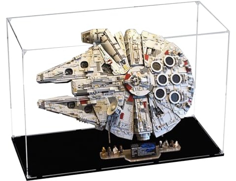 Vitrine en acrylique pour Lego 75192 Millennium Falcon - Vitrine transparente anti-poussière compatible avec Lego 75192 (vitrine uniquement) (présentoir debout, base noire)