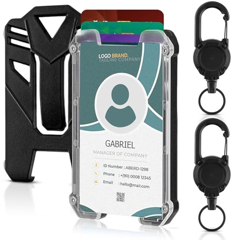 Mecool 2 Pcs Retractable Badge Holders Hard Plastic Extendable Lanyard with Card Holder | ID Badge Holder Retractable Reel with Carabiner Belt for Retractables Keyring | Photocard Holder