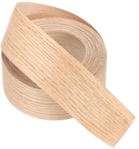 PATIKIL Bordatura In Rovere Rosso, 51 mm x 7.62m Nastro In Impiallacciatura Di Legno Preincollato Flessibile In Compensato Con Adesivo A Fusione A Caldo Per Restauro Mobili (2 x 25ft)