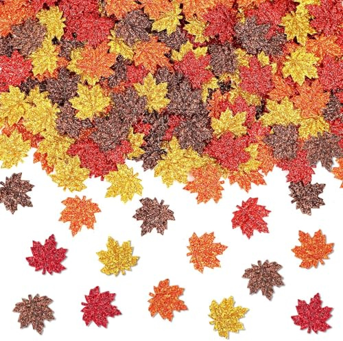 MARFOREVER 500 Pcs Fall Felt Maple Leaf Confetti Glitter Party Supplies