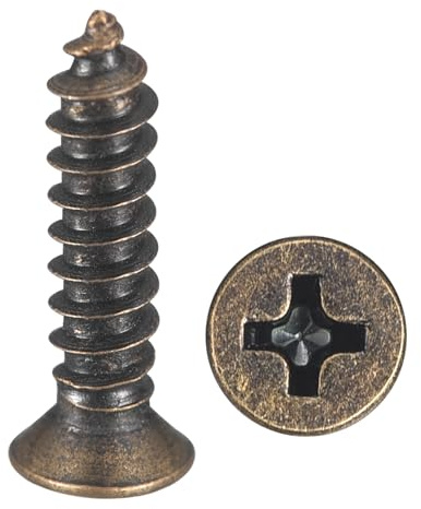 METALLIXITY Countersunk Phillips Wood Screws (#3x1/2) 25Pcs, Carbon Steel Coarse Thread Phillips Drive Flat Head Wood Screws - for Furniture Installation Repair, Bronze