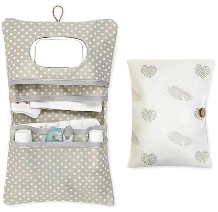 HMCEY Bolsa de Pañales 2 en 1,Porta Pañales Y Toallitas Bebe,Organizador de Neceser Bebe Portátil,Organizador Cambiador Reutilizables,Nappy Bag Diaper,Bolsa de Cosméticos de Viaje Plegable para Mamá