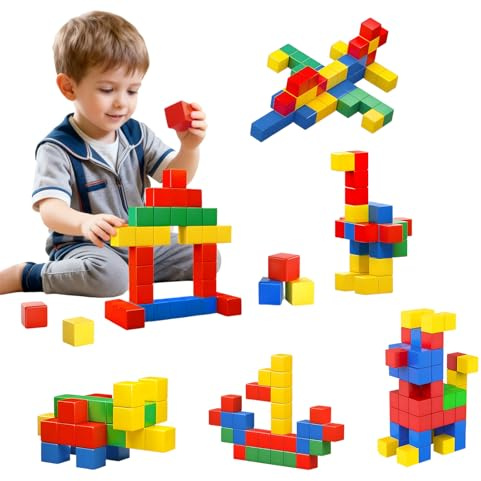 Nadiaen 48PCS Magnetic Building Blocks Magnetic Stacking Cubes 3D Color Building Blocks Preschool Educational Construction Toys