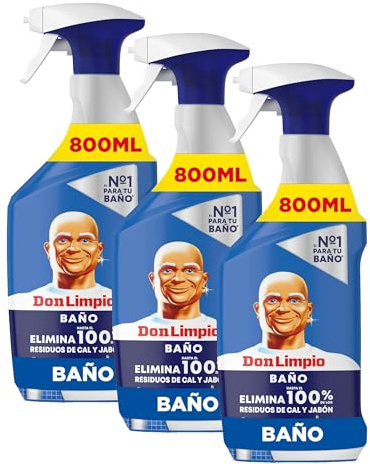 Don Limpio Baño Spray Detergente 800 ml. Elimina Las Marcas De Jabón Y El Doble De Cal Que La Fórmula Anterior (Paquete de 3)