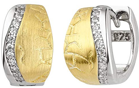 Jobo Damen-Creolen aus 925 Sterling Silber Bicolor vergoldet mit 22 Zirkonia