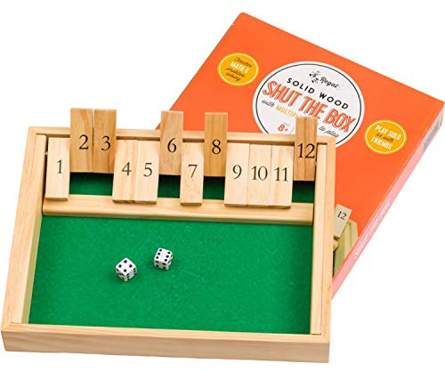 Regal Games Shut The Box - Fun Table Math Game with Wooden Board for Adults & Kids - 12 Spots Dice Game with 2+ Player Games - Ideal for Game Night, Travel - (Ages 8+)