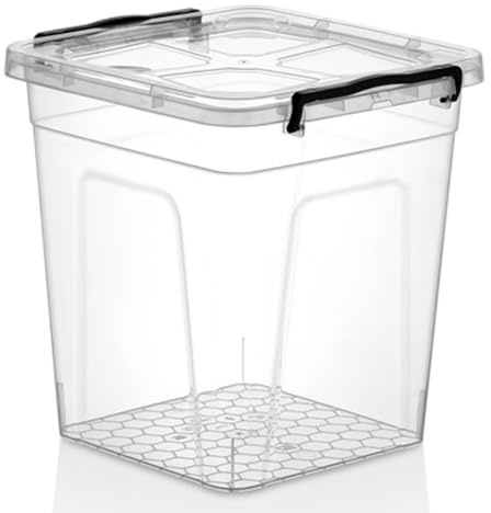 Easy Shopping® Clear Plastic Deep Storage Box with Locking Lid Food Grade Container Ideal for Kitchen, Home, Office, Travel & More Stackable, Multiple Sizes (15 Litre)