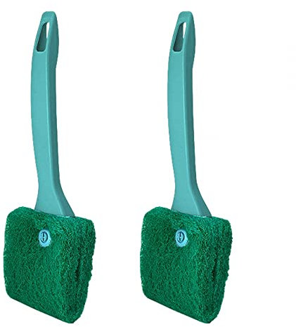 Aquarium Schwamm Bürste, 2 Stück Doppelseitig Reinigungsschwamm mit Griff, Aquarium Scheibenreiniger/Algenentferner zum Reinigen Aquarienglas