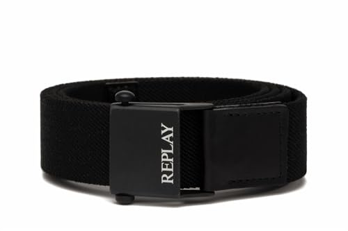 Replay Herren Gürtel aus Stoff, Black 098 (Schwarz), 85