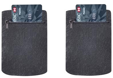 Handgelenktasche für Damen und Herren, Handgelenktasche mit Reißverschluss für Laufen, Basketball, Tennis, Reisen, Fitnessstudio und andere Sportarten, 2 Stück (schwarz)