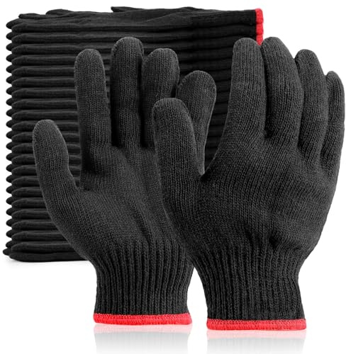 ENPOINT 12 Pairs Black Gloves Men Women, Cooking Gloves for BBQ, Cooking, Grilling, Oven, Heat Resistant, Mechanics, Welding, Gardening Field Dressing Safty Work Gloves Bulk, Medium