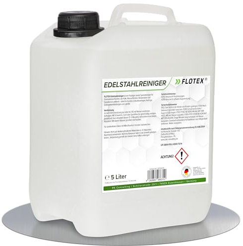 FLOTEX - Hocheffektiver Edelstahl Reiniger flüssig 5L – Kraftvoller Edelstahlreiniger Küche & Küchenfronten – Edelstahlpflege Küche & Grill Edelstahl