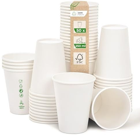 Love Nature Kaffeebecher To Go Weiß 250 ml 10 oz – Pappbecher 50 Stück