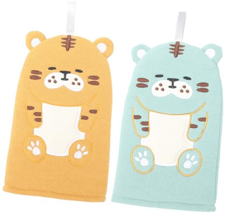 LIFKOME 2 Pièces Éponge de Bain pour Garçon et Filles Motif Dessin Illustré – Moufles Exfoliant Léger et Doux pour Nettoyage Pendant le Bain pour Garçon et Filles