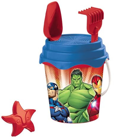 Mondo Toys - BUCKET SET + WATER CAN AVENGERS - Sandeimer Set ø17 cm mit Giesser - 6-Teiliges Strandspielzeug Set für Kinder ab 3 Jahren, Strandset - 28431