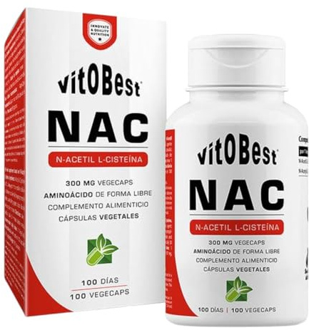 VITOBEST | Aminoácidos NAC | Con propiedades expectorantes y antiinflamatorias | Ayuda a proteger nuestras células del estrés oxidativo, Apto para personas celíacas | 100 VegeCaps