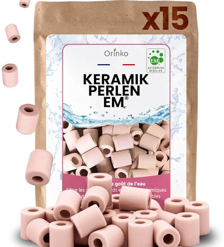 ORINKO® Perle di Ceramica EM x15 - Filtrazione Naturale e Anticalcare per Acqua - Microorganismi Efficaci per Uso Domestico - Durata 6 Mesi - Eco-Friendly e Senza Plastica per Vasi e Piante
