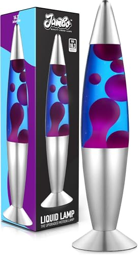 JAMBO 16 Beautiful Liquid Lamp- Blue with Purple Wax, Relaxing Magma Light, Night Light Nightlight, Home Decor Living Room Office Bedroom Lamp for Adults Teens Kids