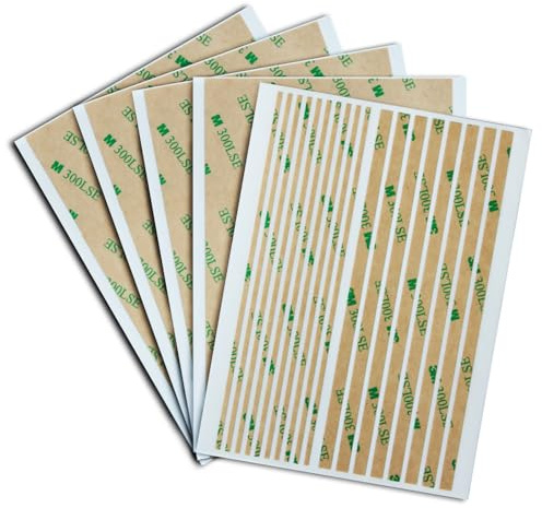 HIKIYEAT Double Sided Tape,Clear Adhesive Tape,Heavy Duty Thin Transfer Tape,Sticky,Waterproof,5 Sheet(Strips,Sheet) for Repair Cell Phone,DIY,Home,Automotive Deco