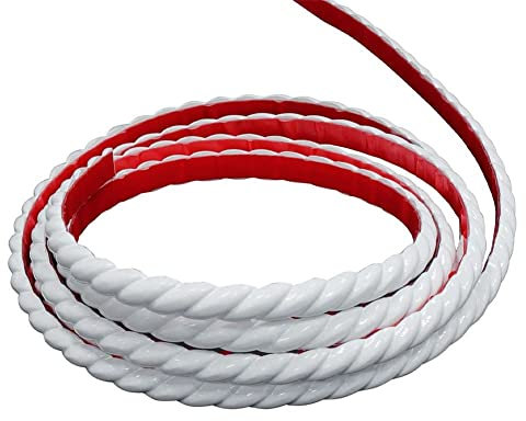 Zayejod 3 Mètres Bande Décorative Adhésive PVC, Bordure de Papier Peint Carrelage, Décoration pour Cadre de Miroir,Armoire,Meuble,Mur,Plafond Moulure de Finition Décorative Murale(10mm, Blanc)