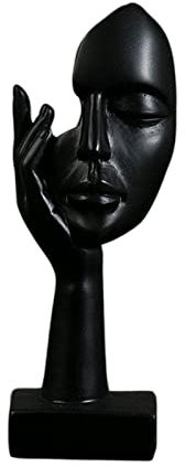 Baoblaze Harz Abstrakte Gesicht Statue, Gesicht Kunst Statue Abstrakte Charaktere, Kreative Frauen Gesicht Statue, Face Art Statue, Moderne Europäische Kunst Dekor für Büro Bibliothek Dekor, Schwarz