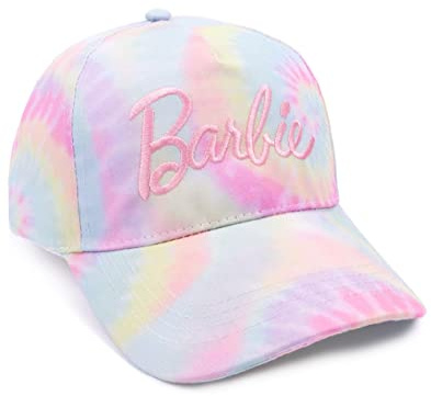 Barbie Casquette pour Filles | Enfants Ados Rose Bleu Cravate Dye Brodé Logo Snapback Chapeau | Couronne Souple avec pic