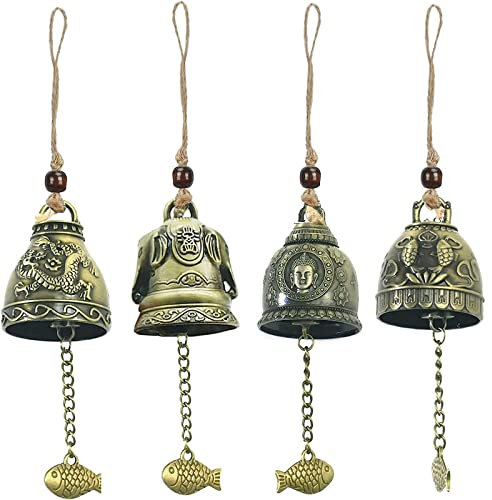4 Piezas Campanillas De Viento De La Suerte, Campana De Feng Shui, Campanillas De Buena Suerte, Campanas Feng Shui Chinas, CláSicas Campanillas, para DecoracióN De BendicióN De Suerte Colgante
