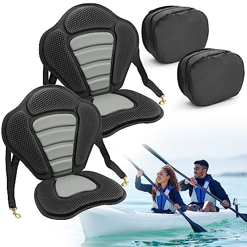 Xisair 2 Stück Kajak Sitze mit Rucksäcken, SUP Kajak Sitz Weiche Atmungsaktive Gepolsterte Sitz mit Hoher Rückenlehne, rutschfest für Kajak, Segeln, Kanu, Drifting, Rafting, SUP Sitzkissen