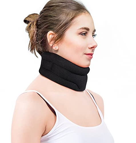 RESTCLOUD Halsband för att lindra nacksmärtor, halskrage för att sova, mjukt skum nackstöd lindrar smärta och tryck i ryggraden (6,5 cm djup krage, S)