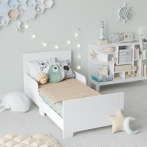 URBNLIVING Cama clásica de madera segura para niñas y niños, ideal para dormitorios juveniles, encanto atemporal y seguridad combinadas