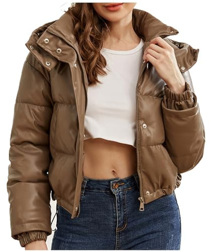 KOG Winterjacke Damen Daunenjacke Winter Jacke Baumwolle Fahrradmantel Daunenmantel Kleidung Frauen Meine Bestellungen Anzeigen Mode Strickjacke Elegant Zipper Jacke Outlet Amazon Kaffee XL