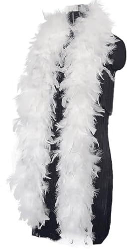 QIBZI Boas para disfraces,Boa de plumas blancas, boa Chandelle de plumas turcas de 1,2 metros de largo, fiesta de baile de boda casera para fiesta de Halloween