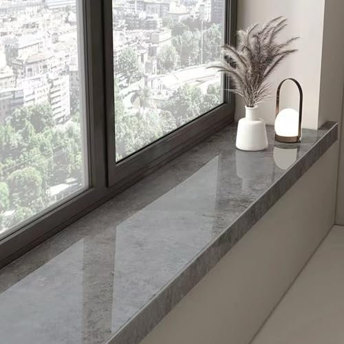PMTCBQQZ Revêtement de Rebord de fenêtre, Protection de Rebord de fenêtre, Finition marbre Gris, Panneau de recouvrement de Rebord de fenêtre décoratif de Salon, Protection de Rebord de fenêtre résis