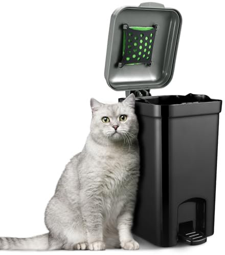 Mounting UP Pet Litter Trash Can For Outdoor & Indoor Dog Cat Waste Station With Lid Hands-free Pedal 1.32 Gallon Inner Bin Home Kitchen With 20PCS Trash Bags & Activated Carbon Bag ABS-5L-GB