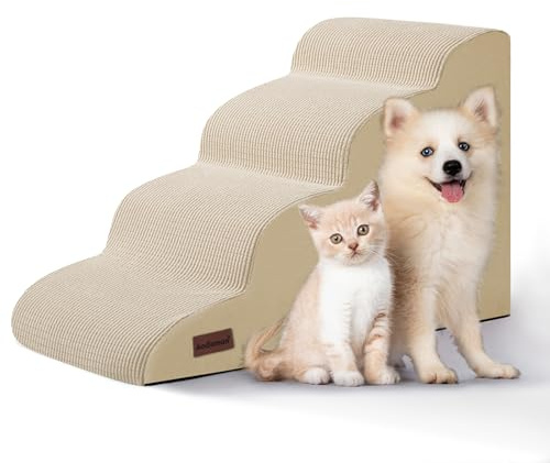 Aodisman Dog Steps for Bed or Couch,4-Step Pet Stairs Ramp for Small Dogs