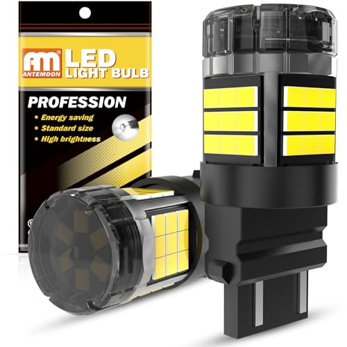 ANTEMOON 3157 T25 Bombillas LED Canbus Sin Errores Super Brillante 5000LM 12V 24V 6000K Blanca 3057 3156 4057 4157 para Luz de Marcha Atrás Luz de Freno Luces Diurnas Luces Traseras, 2 Piezas