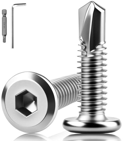 XRXYMQ 80 stycken självborrande skruvar M5,5 x 50 mm självborrande skruvar rostfritt stål torx för metall för träbearbetning