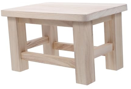 JUMPLAWN Wooden Small Stool with Smooth Surface for Boys and Girls and Adults Versatile in Use Rectangular Step Stool for Home Entry Indoor and Outdoor Use Furniture