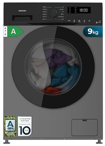 Cecotec Lave-linge 9Kg Chargement Frontal Bolero DressCode 9155 Inverter Steel Classe A-30%, 1400RPM, 12 Programmes, Moteur Inverter Plus, Basse Consommation, Drum Clean, Panneau de Contrôle LED