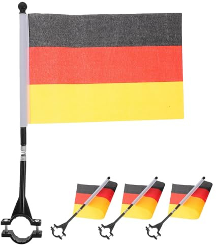 BUGUUYO 4 Bandiere tedesche da Manubrio per Bicicletta con Supporto - Piccole Bandiere tedesche per la Sicurezza della Bicicletta, Decorazione per Feste all'aperto