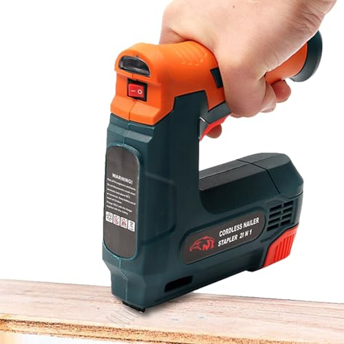 Heavy Duty Electric Staple Nail Gun, Cordless Stapler Nailer Tacker, Multifunction Staple Gun, Household Woodworking Tool for Wood Floor Carpet Fence