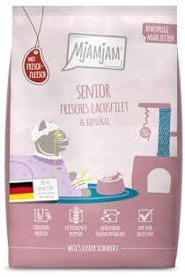 MjAMjAM - Pienso seco Premium para Gatos - Comidas crujientes - Senior - Filete de salmón Fresco y Ave, Pack de 1 (1 x 1,5 kg), sin Cereales