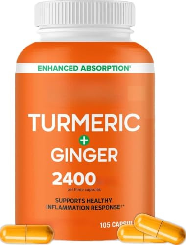 Gurkmeja Curcumin med svartpeppar och ingefära, förbättrad absorption, ledstöd, 105 tabletter
