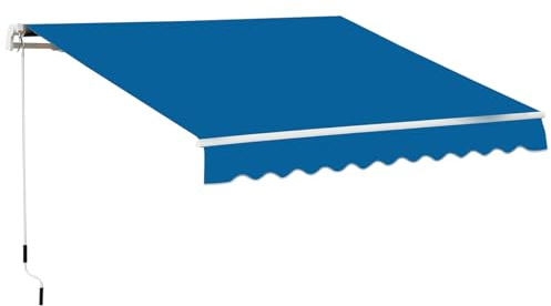 Justerbar manuell uteplatsmarkis 2 x 1,5 m/3 x 2 m/4 x 2,5 m – UV- och vattentålig med vev- och väggmontering – perfekt för balkong och terrass, solskydd