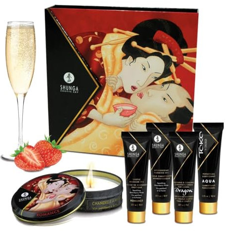 SHUNGA Kit Secret de Geisha Vin Pétillant/Fraise