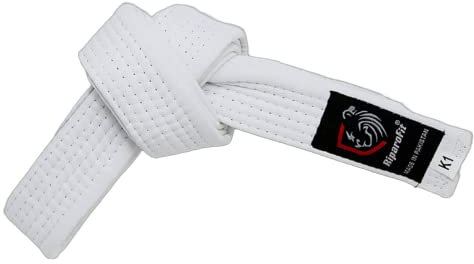 RiparoFit Brazilian Jiu Jitsu BJJ Pro Belts (White, K3)