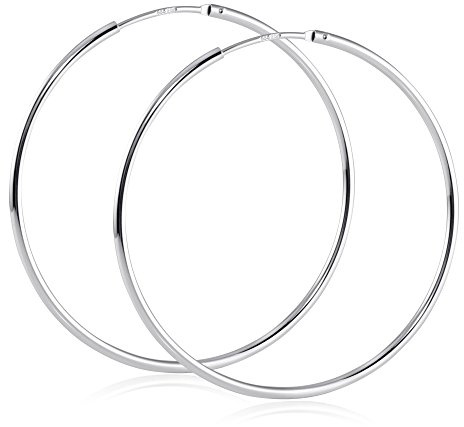 Materia Damen Creolen 585 Weißgold 14K Gold Ohrringe 39mm groß flexibel GO-1