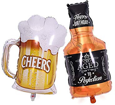 AnnoDeel Whiskey Bottle Beer Foil Balloons, 32inch Large Whiskey Beer Mylar Balloons for Bar Valentines Wedding Decors Birthday Party Decoration Supplies