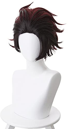 OSIAS Peluca de Cosplay de Kamado Tanjirou para Hombre y Niño