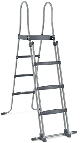 COSTWAY Echelle de Sécurité pour Piscine de 122 cm, Échelle pour Piscine Surélevée avec Marches Amovibles, avec Construction Stable, pour Piscine Hors Sol
